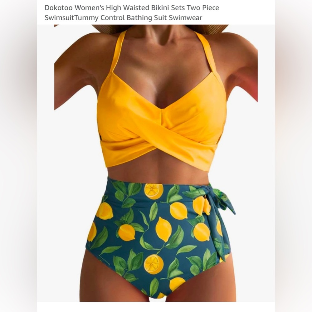 High waisted tummy control two piece bikini set size M